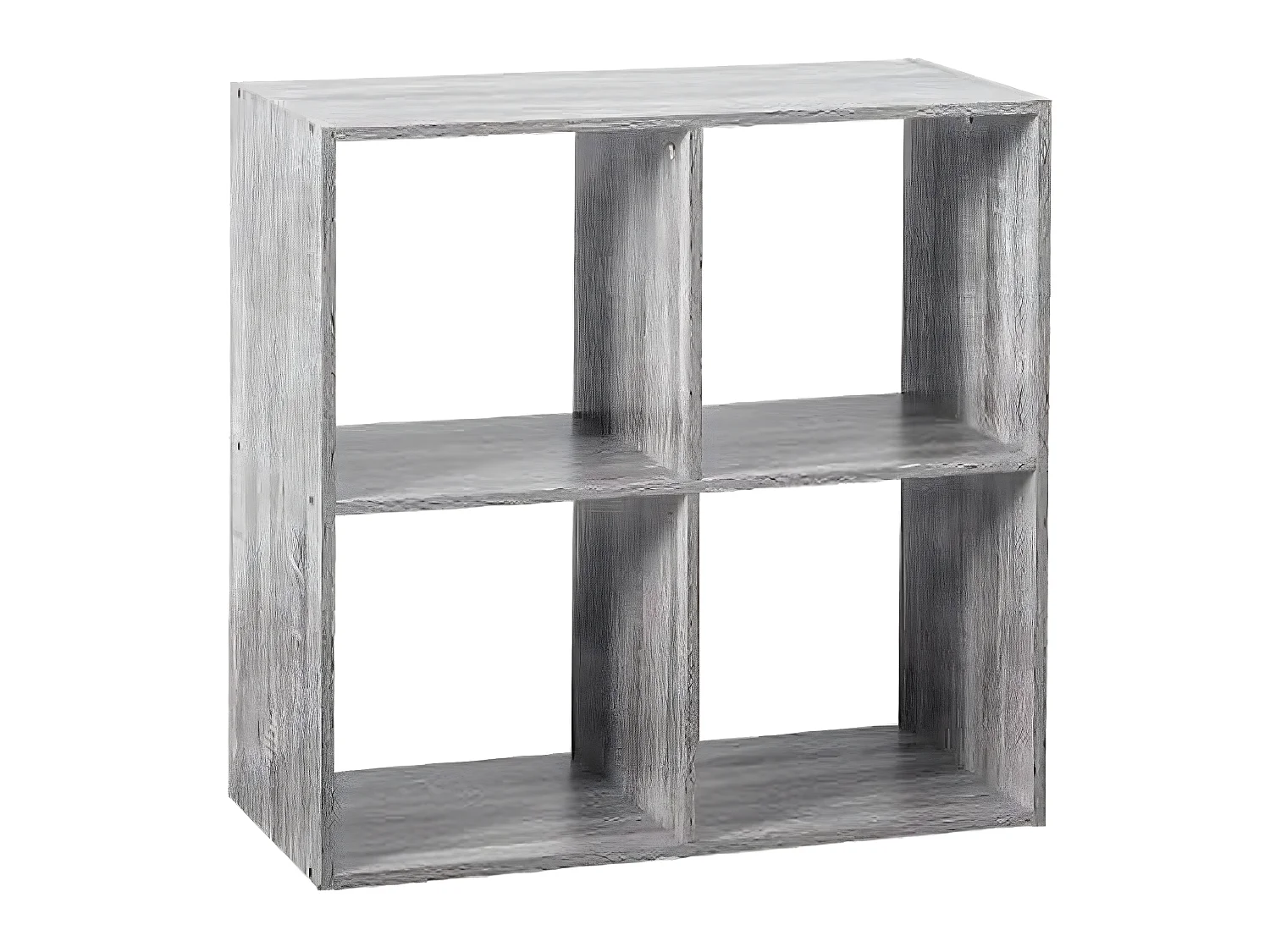 Étagère 4 cases en panneaux de particules chêne gris - Dim : L.67.6 x P.32 x H.67.6 cm