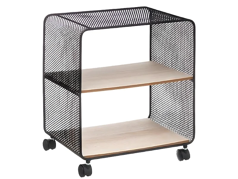 Etagère en métal noir et bois naturel - L.43 x P.28 x H. 51 cm