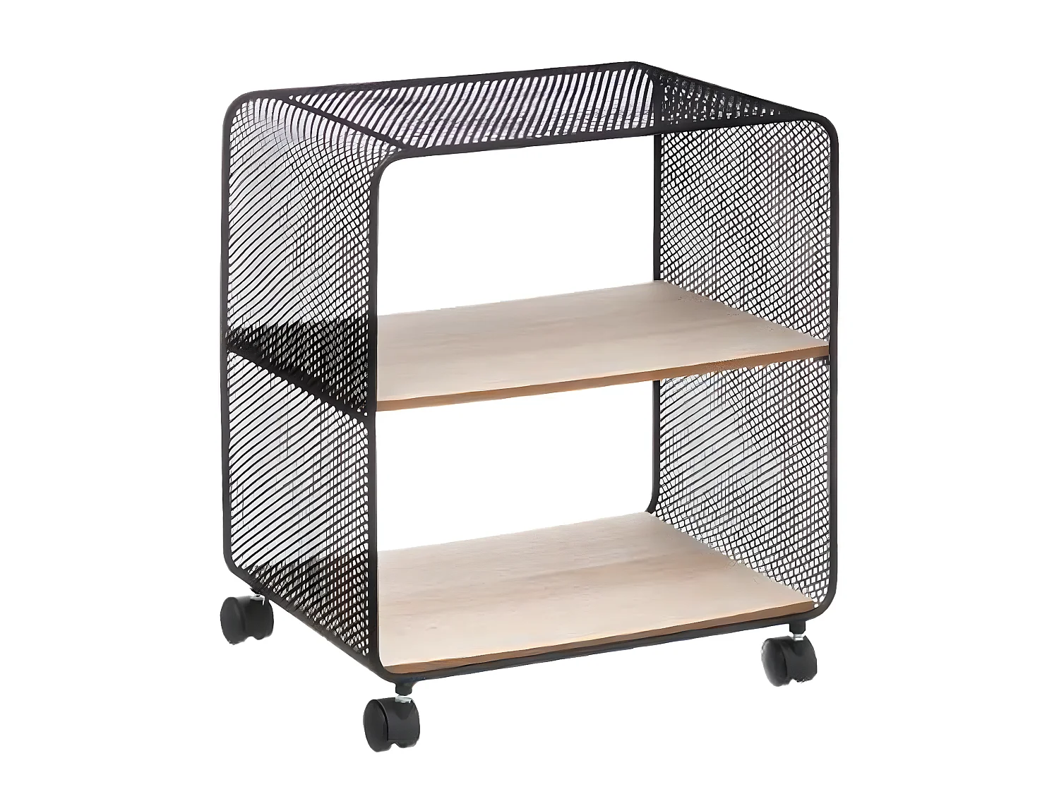 Etagère en métal noir et bois naturel - L.43 x P.28 x H. 51 cm