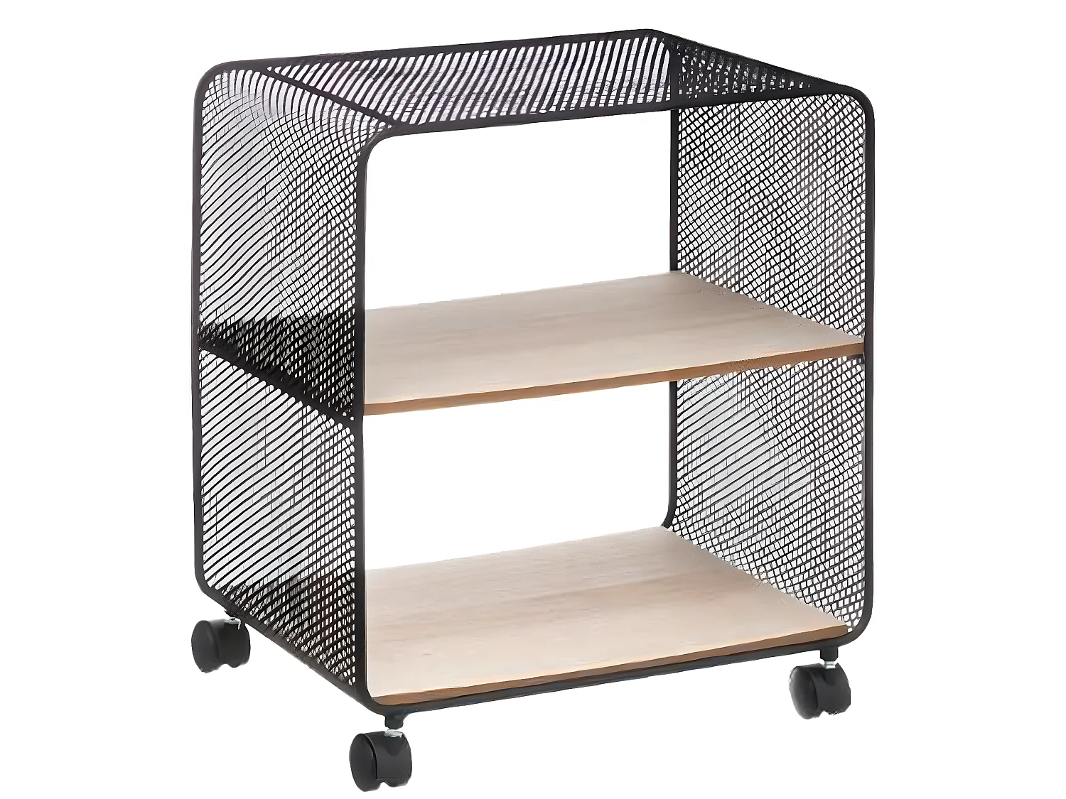 Etagère en métal noir et bois naturel - L.43 x P.28 x H. 51 cm