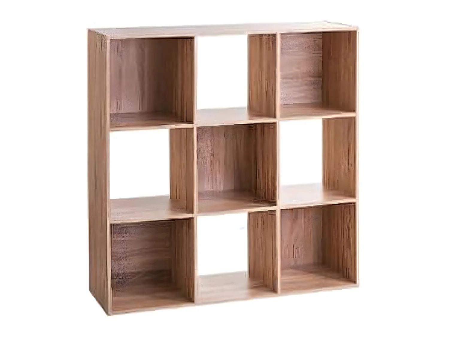 Etagère de 9 cases en panneau de particules, chêne naturel - Dim : L.100.5 x P.32 x H.100.5 cm