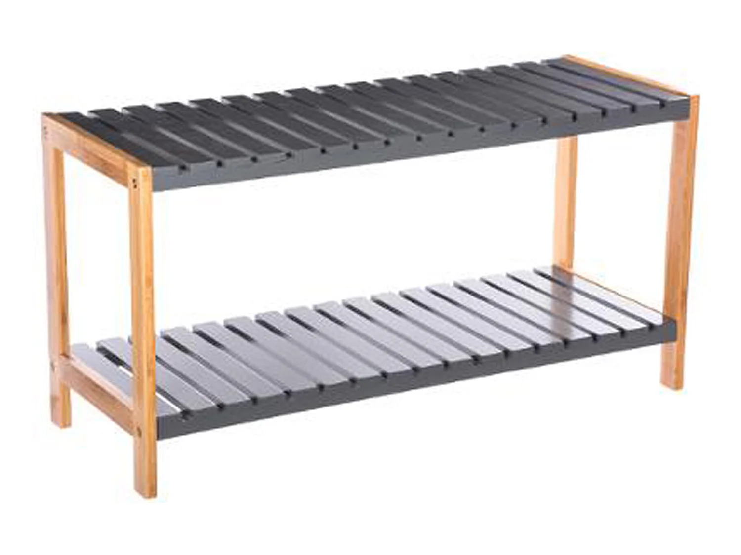 Etagère à chaussures en MDF coloris gris - Dim : L 70 x P 26 x H 36cm