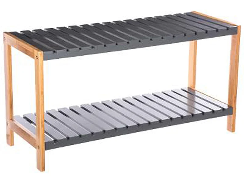 Etagère à chaussures en MDF coloris gris - Dim : L 70 x P 26 x H 36cm
