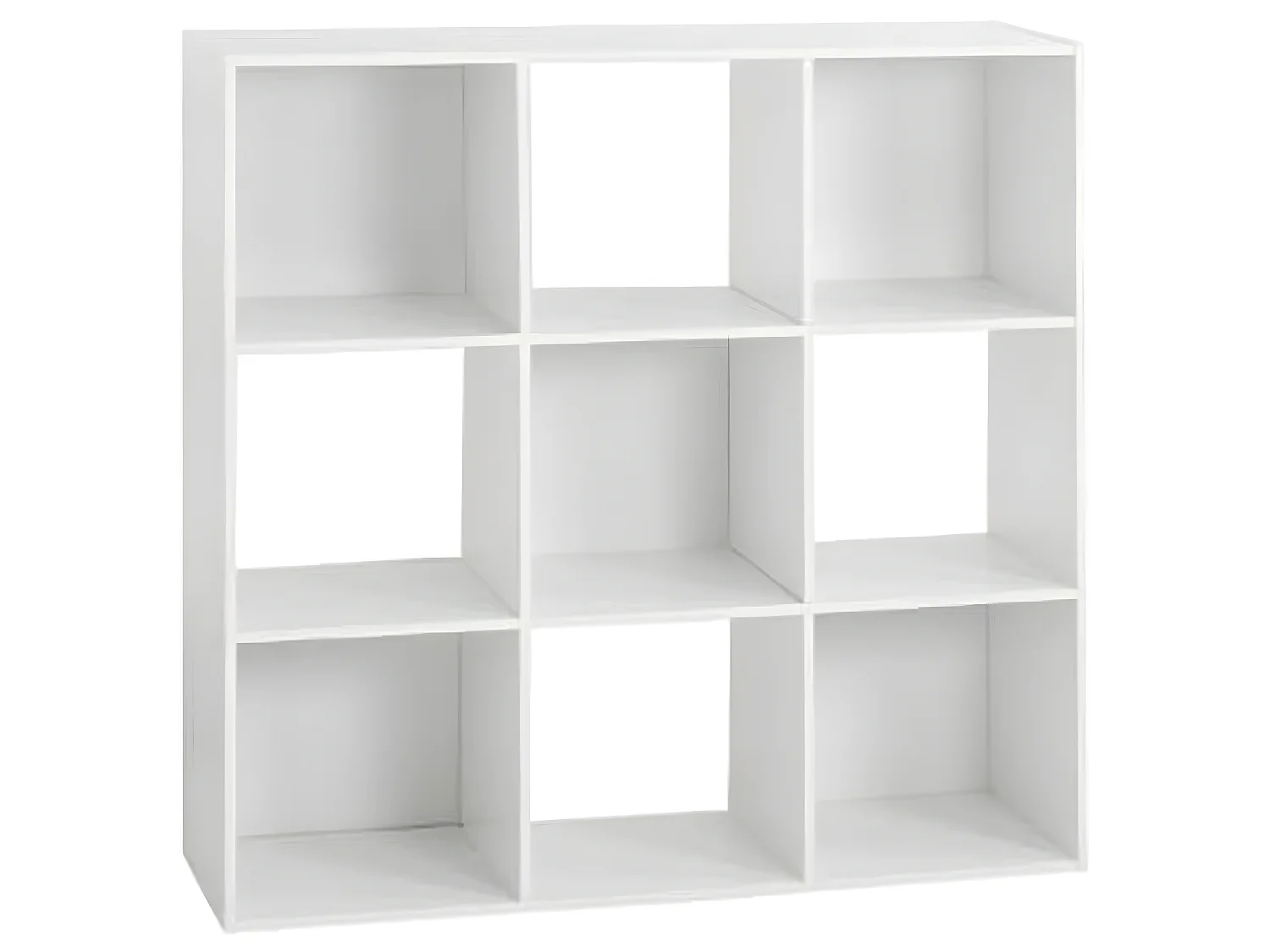 Étagère 9 cases en panneaux de particules blanc - Dim : L.100,5 x P.32 x H.100,5 cm