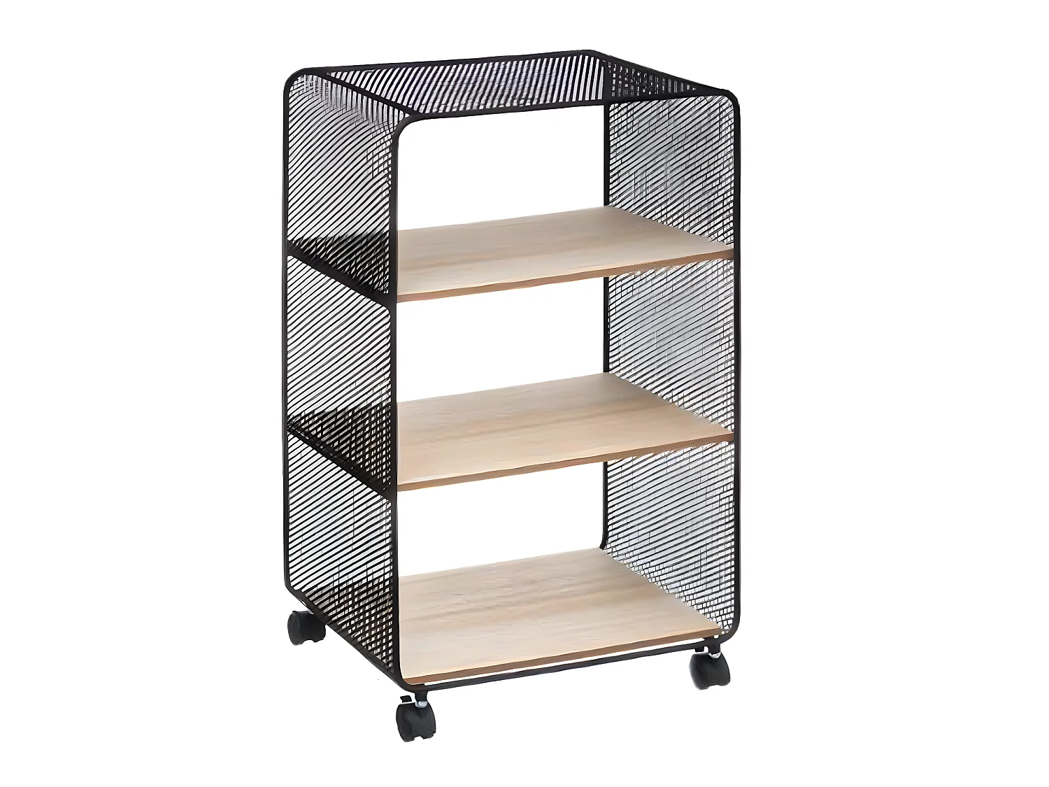 Etagère en métal noir et bois naturel - L.43 x P.28 x H. 73 cm