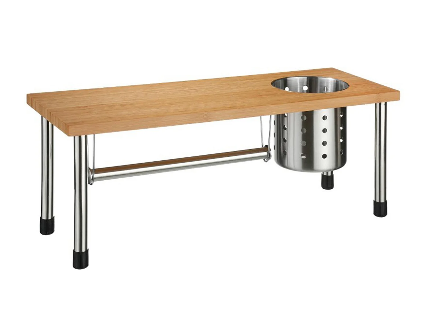 Etagère porte ustensile + essuie tout en bambou naturel - Dim : L.55 x l.20 x H.21cm