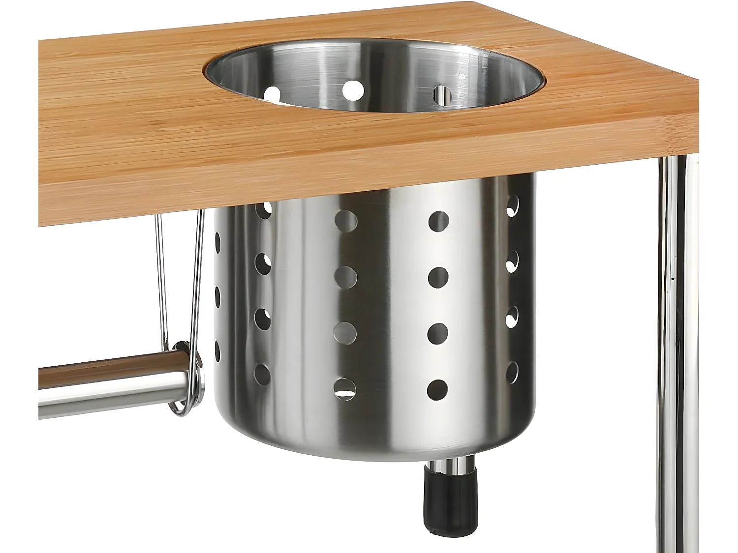 Etagère porte ustensile + essuie tout en bambou naturel - Dim : L.55 x l.20 x H.21cm