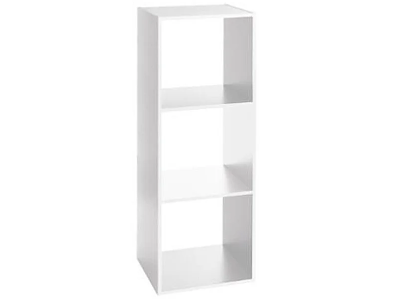 Etagère en panneaux de particules 3 cases blanc - Dim : L.34,4 x P.32 x H.100,5 cm