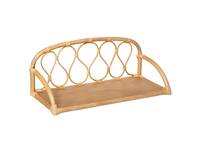 Etagère en rotin coloris naturel - L. 57 x P. 23 x H. 24 cm
