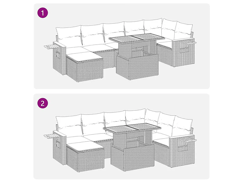 8-delige Loungeset met kussens poly rattan acacia zwart