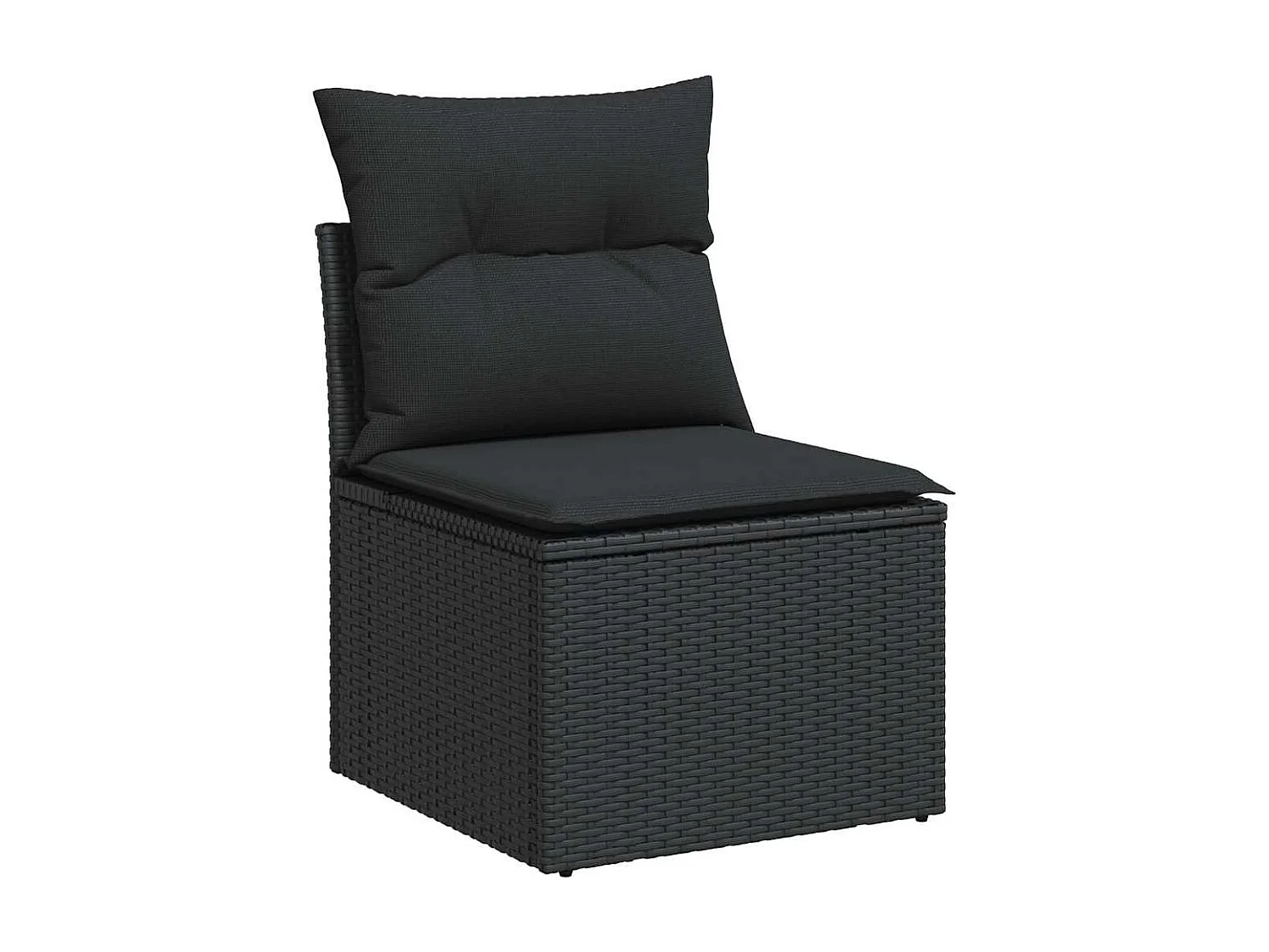 9-tlg. Garten-Sofagarnitur mit Kissen Schwarz Poly Rattan