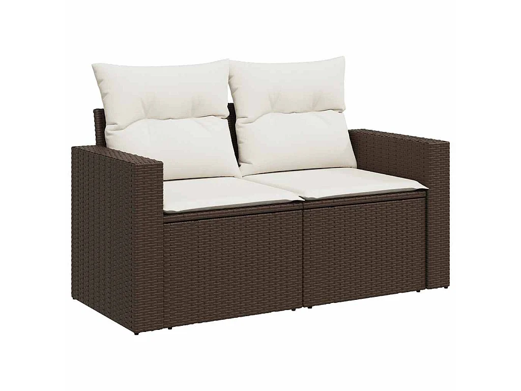 10-delige Loungeset met kussens poly rattan bruin
