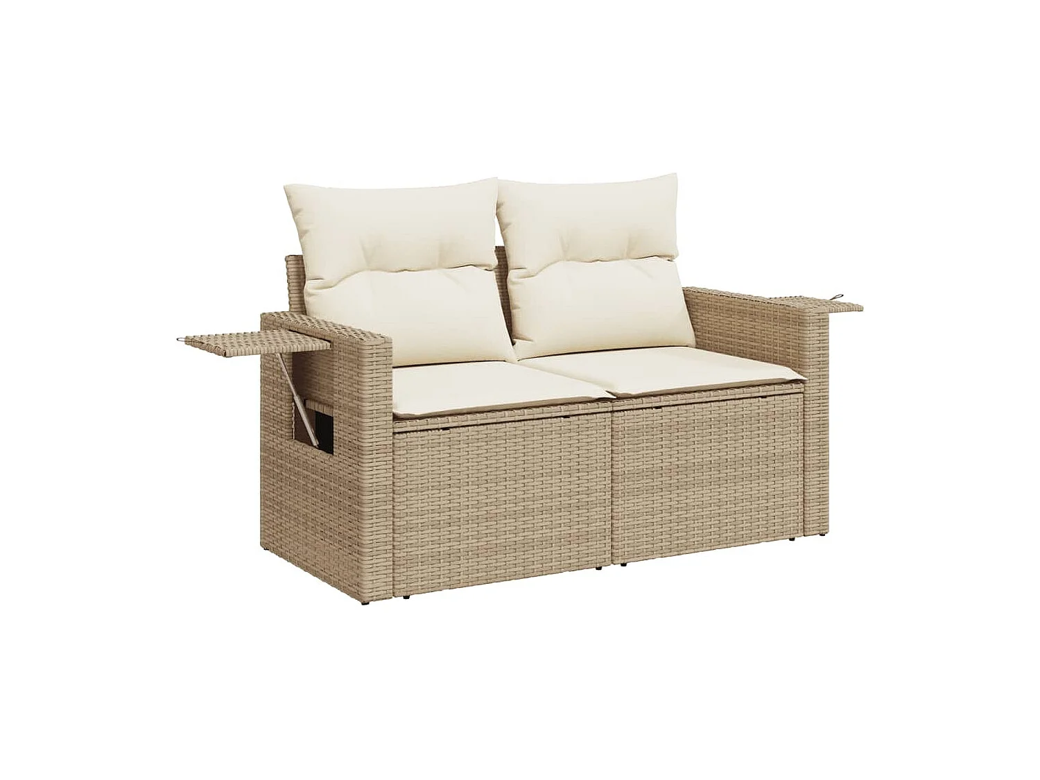 Salon de jardin avec coussins 9 pcs beige résine tressée