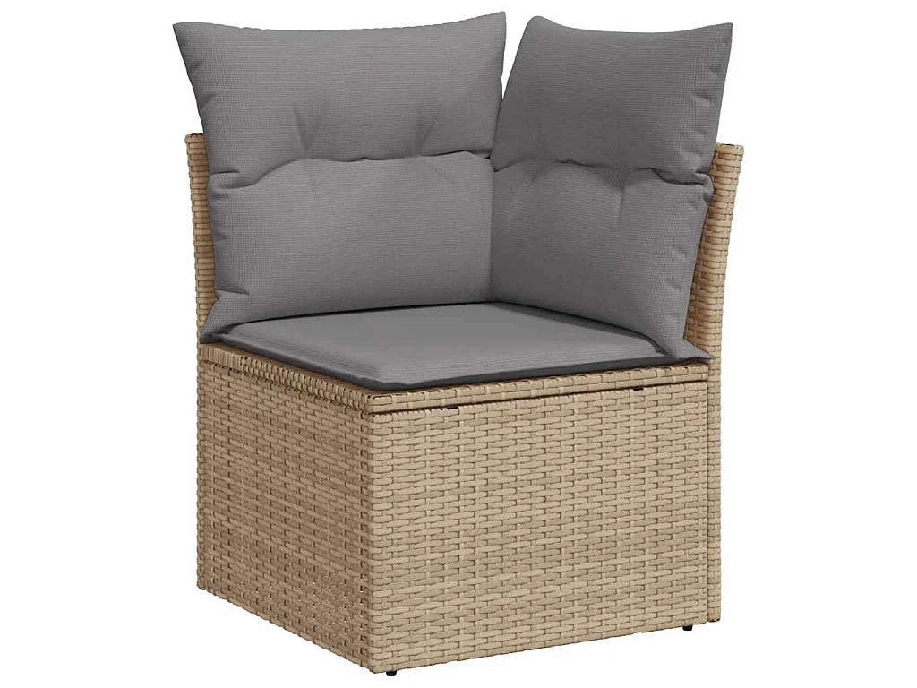 Set Divano da Giardino 10 pz con Cuscini Beige in Polyrattan