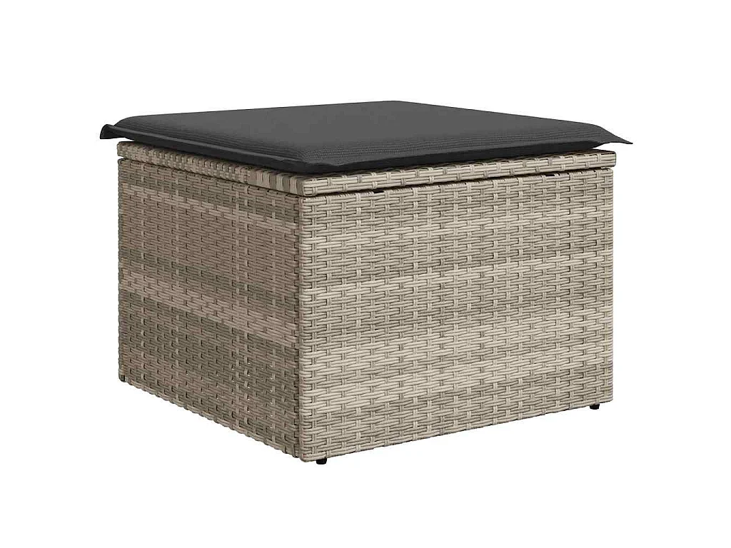 Set muebles jardín 9 pzas y cojines ratán sintético gris claro