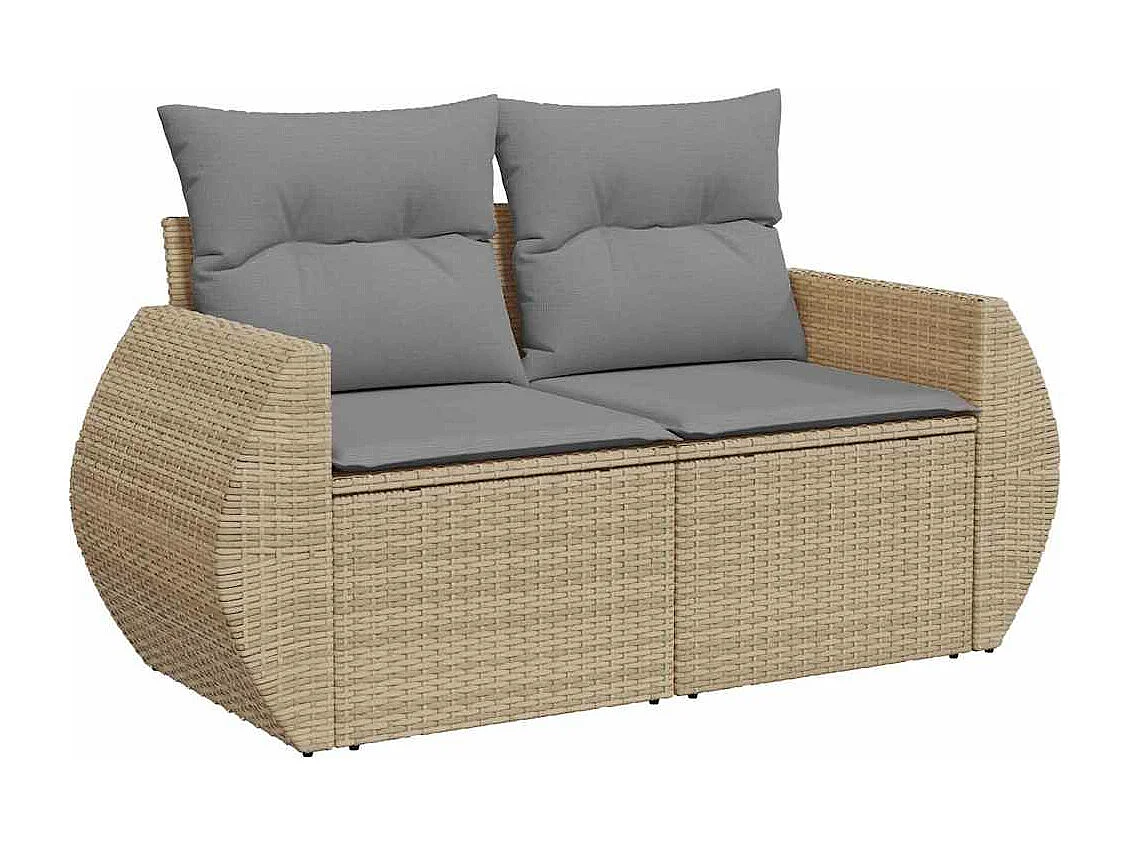 Set Divano da Giardino 8 pz con Cuscini Beige in Polyrattan