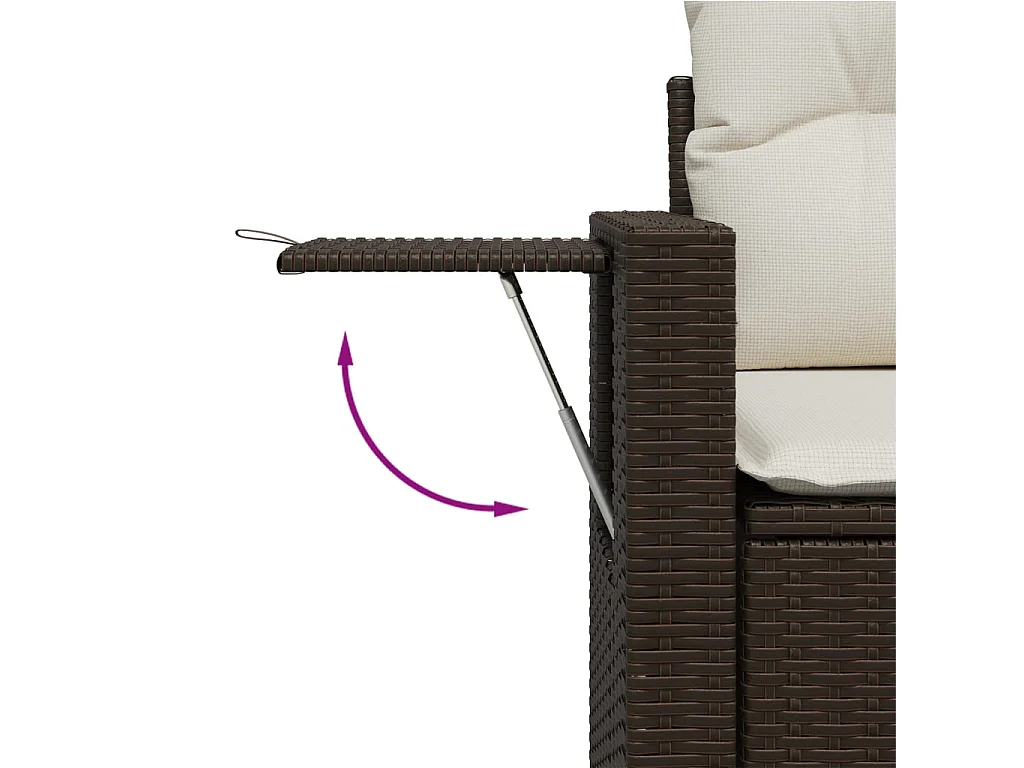 9-delige Loungeset met kussens poly rattan bruin