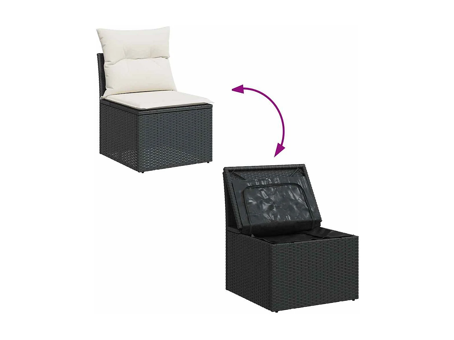 11-tlg. Garten-Sofagarnitur mit Kissen Schwarz Poly Rattan