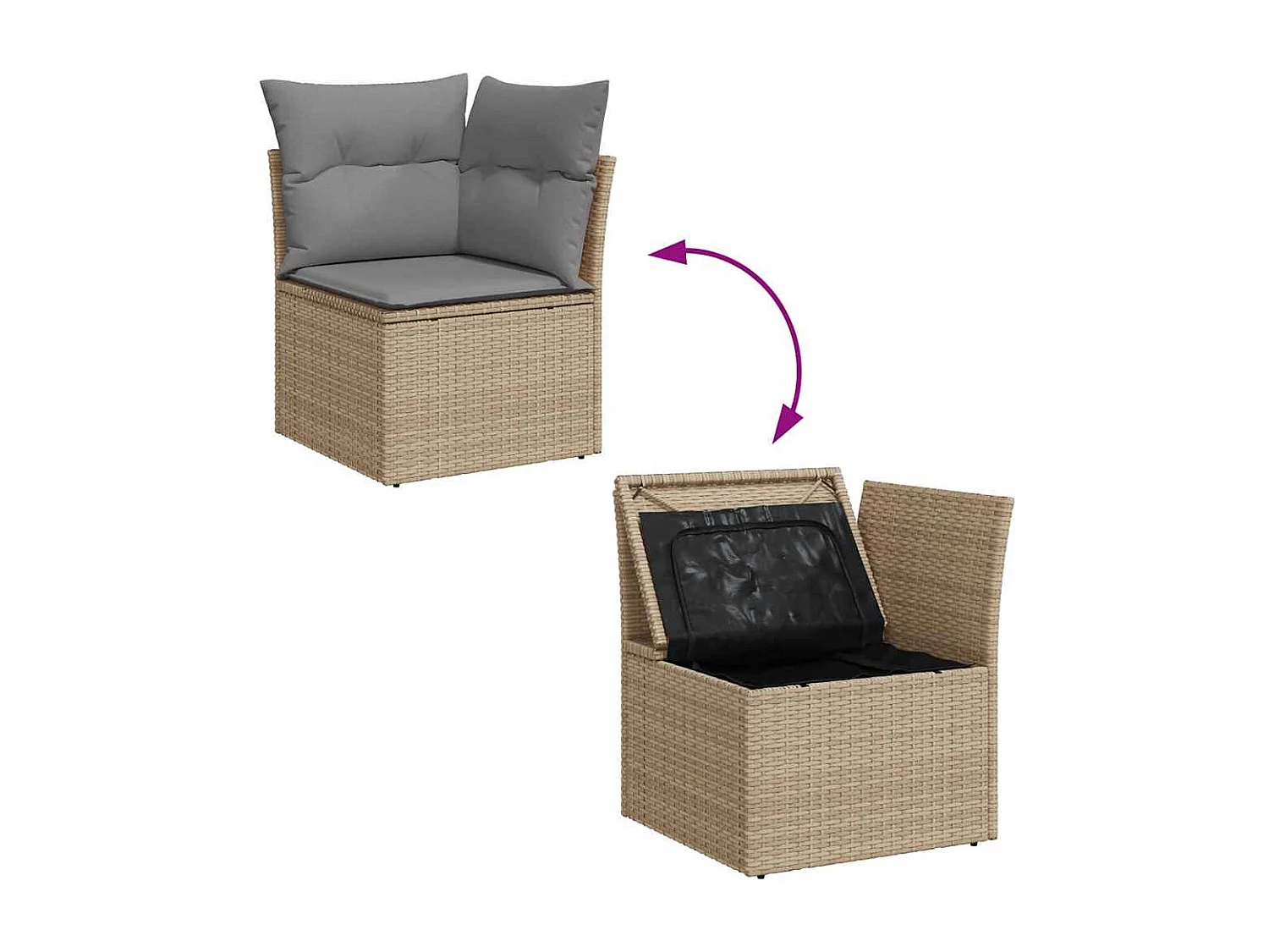 10-tlg. Garten-Sofagarnitur mit Kissen Beige Poly Rattan Akazie