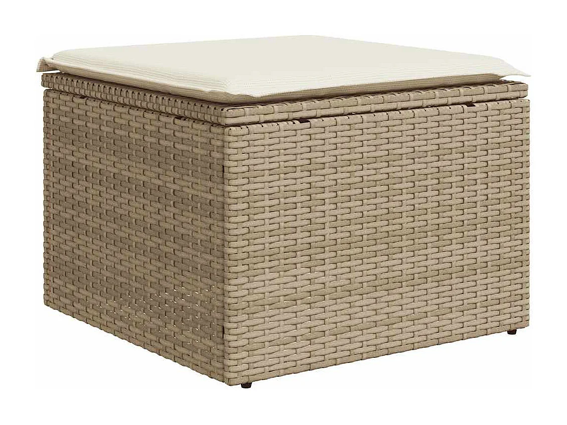 Salon de jardin avec coussins 9 pcs beige résine tressée