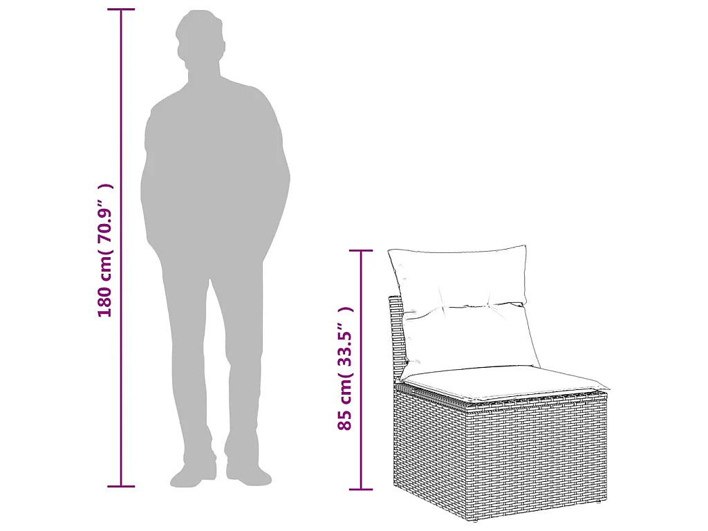 8-delige Loungeset met kussens poly rattan bruin