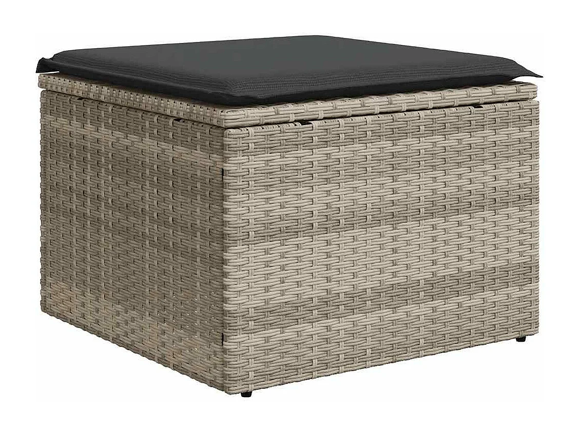 Salon de jardin 8 pcs avec coussins gris clair résine tressée