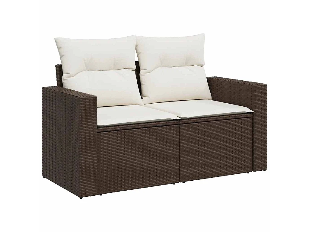 10-delige Loungeset met kussens poly rattan bruin