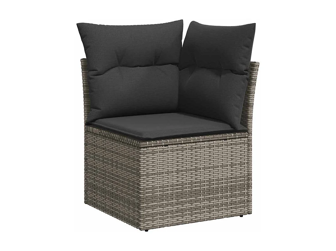 Salon de jardin 8 pcs avec coussins gris résine tressée