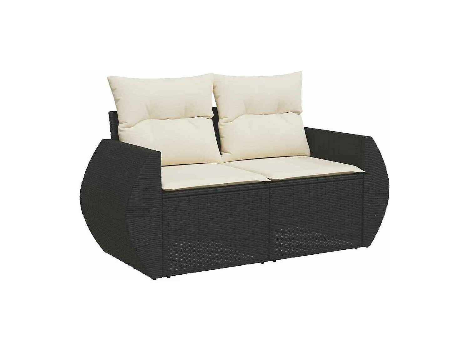 Salon de jardin 8 pcs avec coussins noir résine tressée
