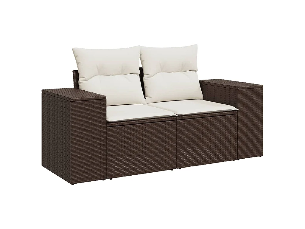 11-delige Loungeset met kussens poly rattan bruin