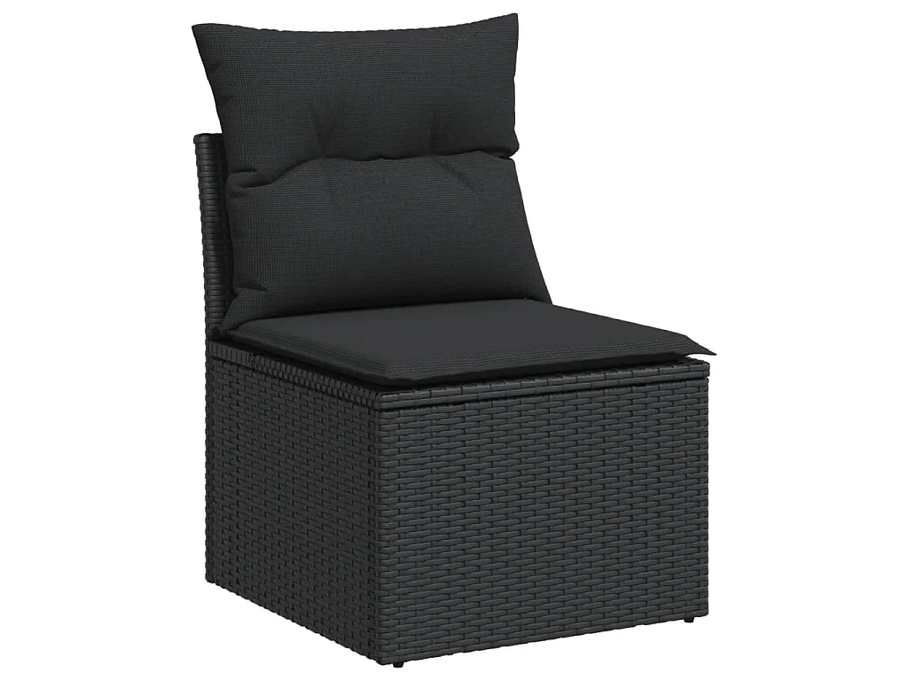Set Divani da Giardino 11 pz con Cuscini in Polyrattan Nero