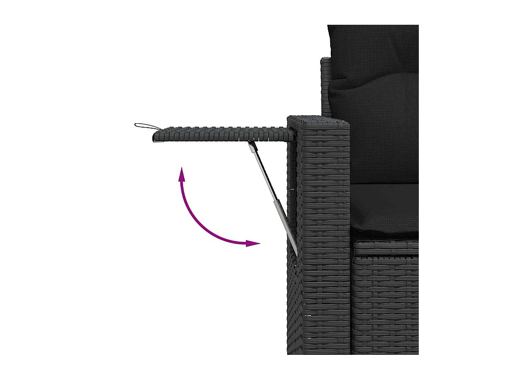 10-delige Loungeset met kussens poly rattan zwart