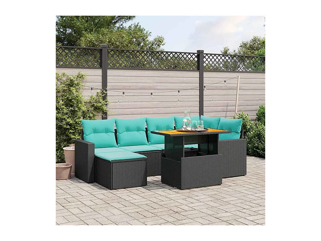 Salon de jardin 11 pcs avec coussins beige résine tressée