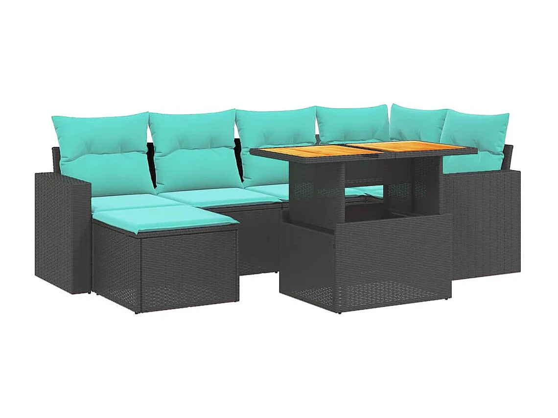 11-tlg. Garten-Sofagarnitur mit Kissen Beige Poly Rattan