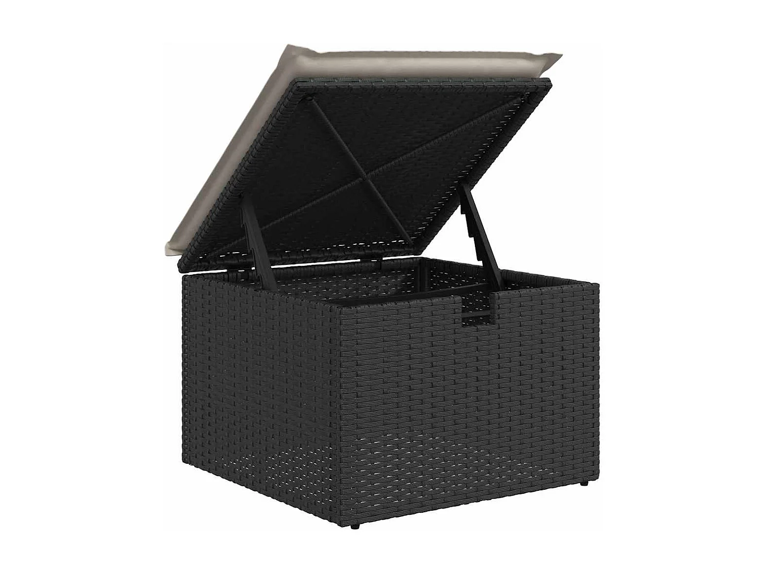 8-delige Loungeset met kussens poly rattan zwart