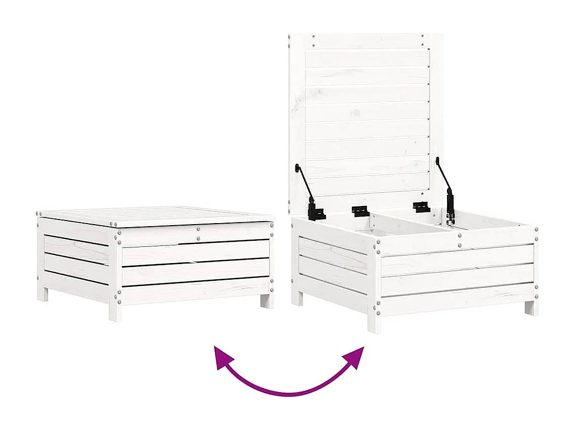 Salon de jardin 8 pcs blanc bois de pin massif