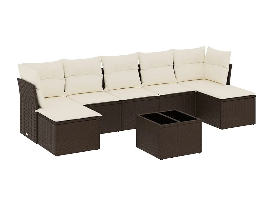 Set sofás de jardín 8 piezas y cojines ratán sintético marrón