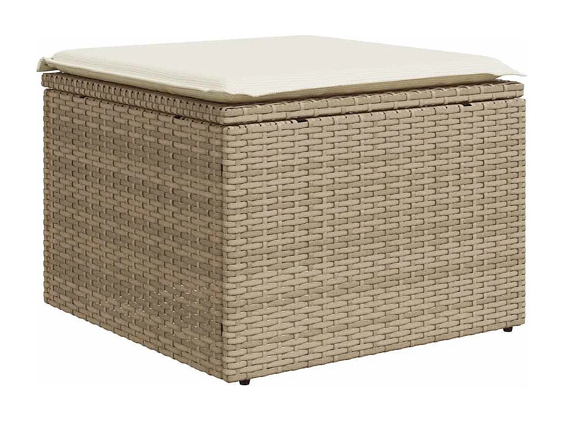 Salon de jardin avec coussins 8 pcs beige résine tressée