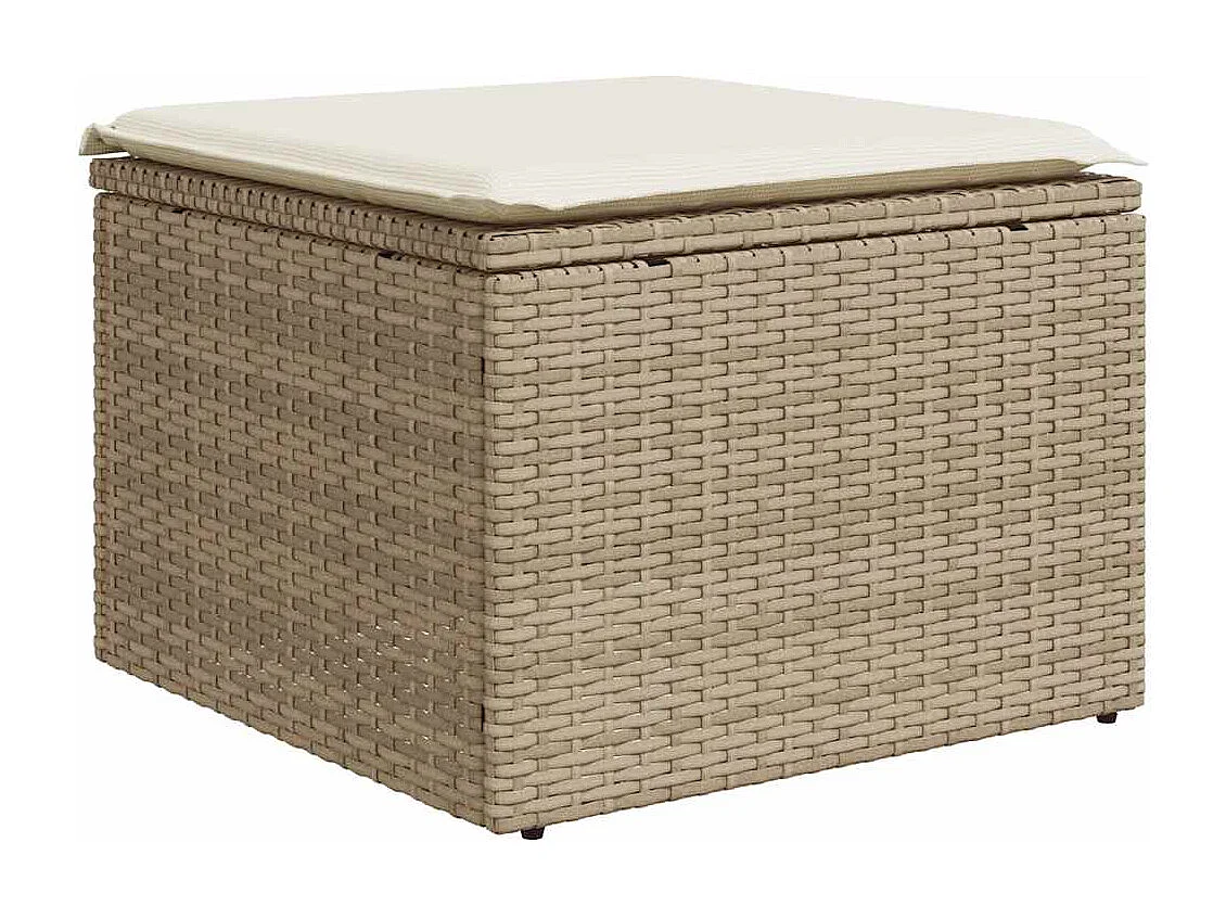 Salon de jardin avec coussins 8 pcs beige résine tressée