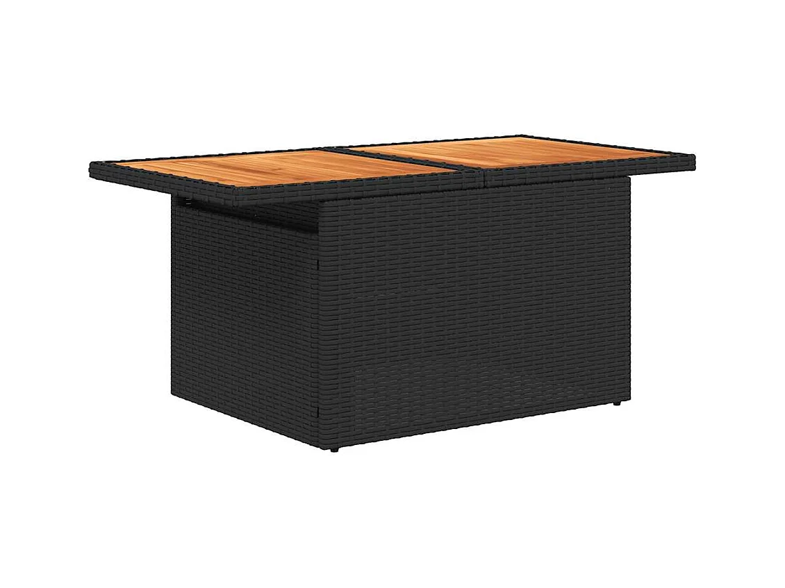 8-delige Loungeset met kussens poly rattan zwart