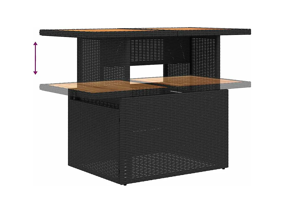 8-delige Loungeset met kussens poly rattan zwart