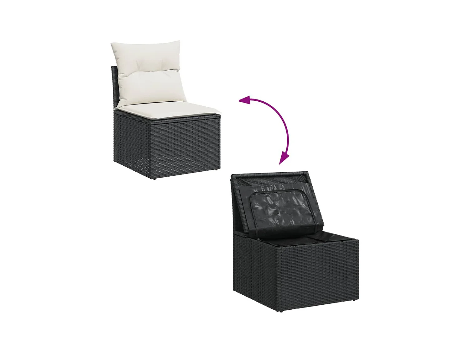 8-delige Loungeset met kussens poly rattan zwart