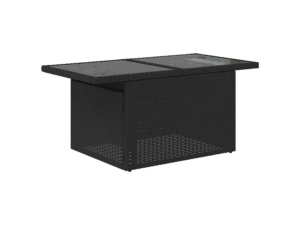 9-tlg. Garten-Sofagarnitur mit Kissen Schwarz Poly Rattan