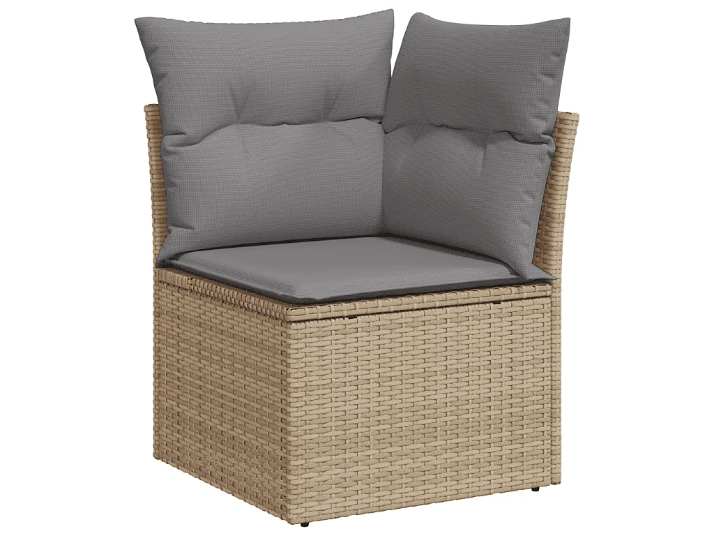 Salon de jardin 11 pcs avec coussins beige résine tressée