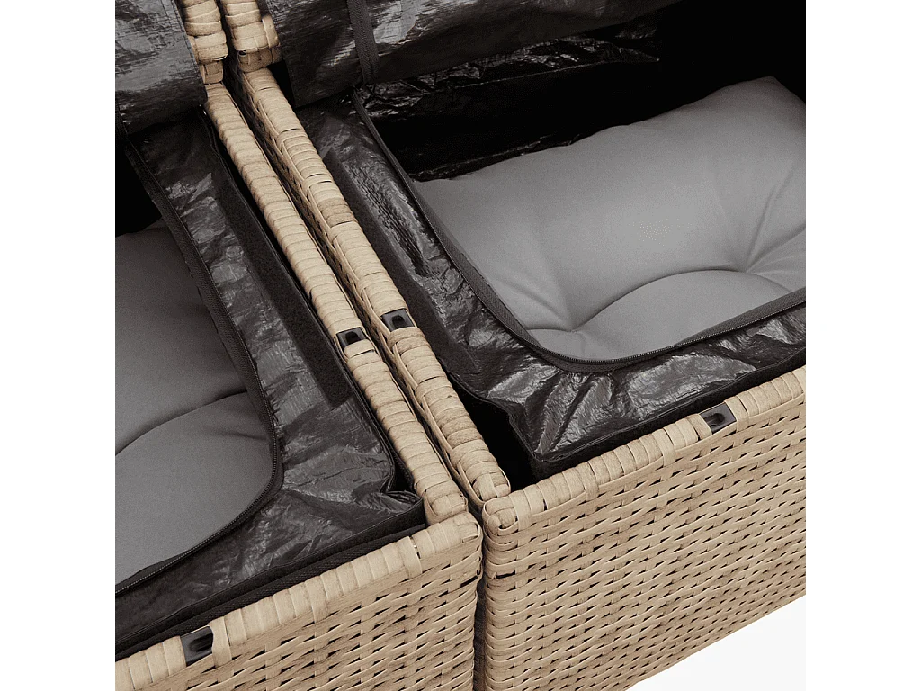 Salon de jardin 11 pcs avec coussins beige résine tressée