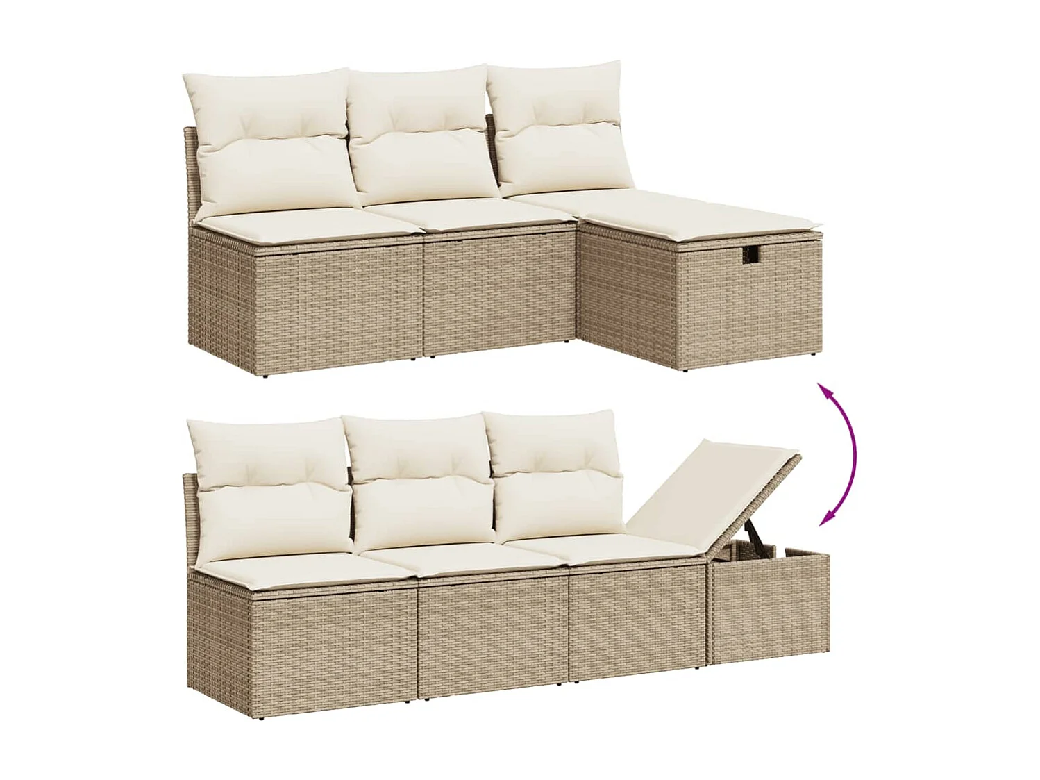 Set de sofás de jardín y cojines 8 piezas ratán sintético beige