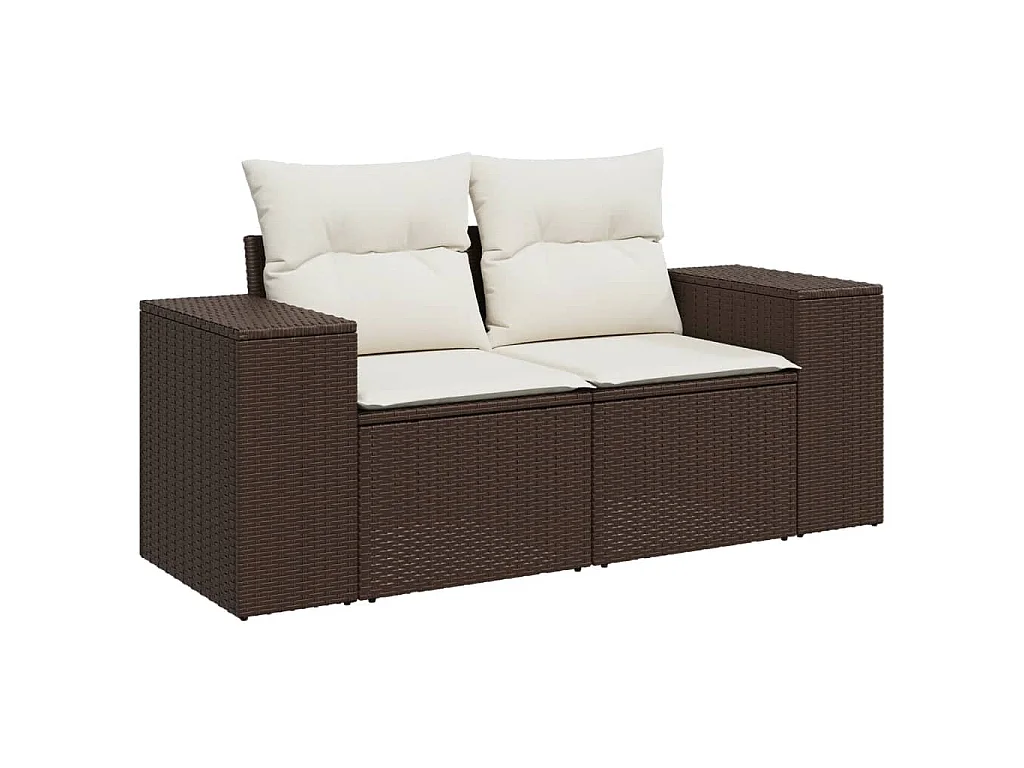 8-tlg. Garten-Sofagarnitur mit Kissen Braun Poly Rattan
