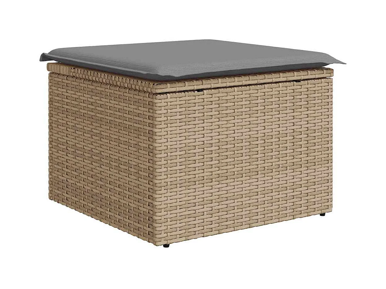 Salon de jardin avec coussins 8 pcs beige résine tressée acacia