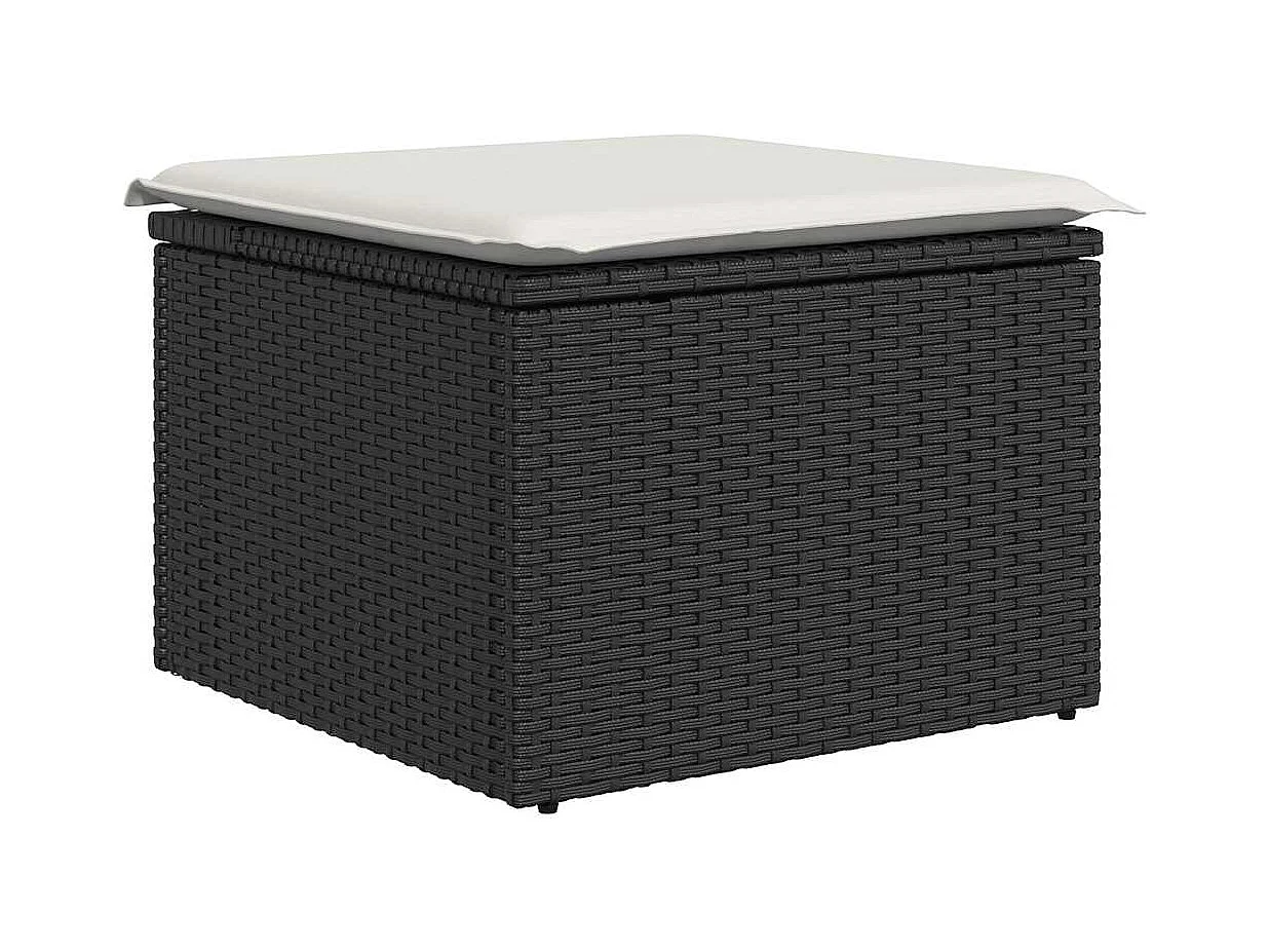 Salon de jardin avec coussins 9 pcs noir résine tressée acacia