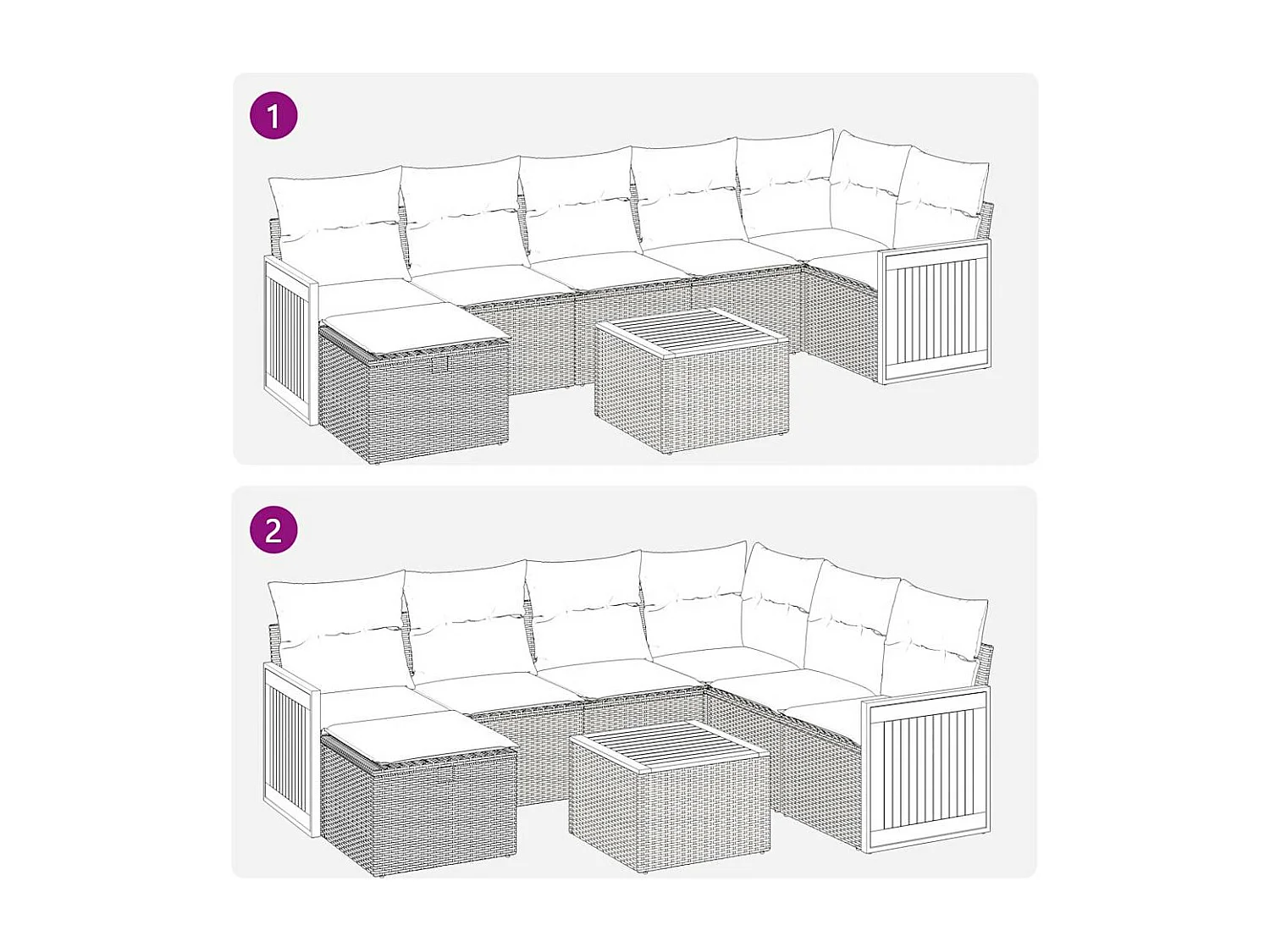 8-tlg. Garten-Sofagarnitur mit Kissen Beige Poly Rattan